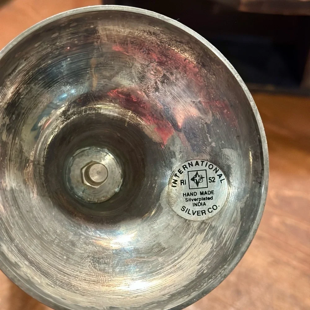 International Silver Barley Twist Silverplate 8” Candlesticks